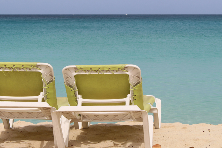 Loungers on beach