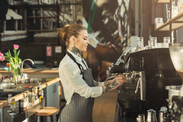 Barista making coffee