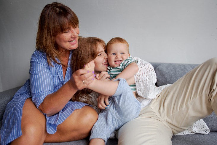 Grandmother, mother, and son