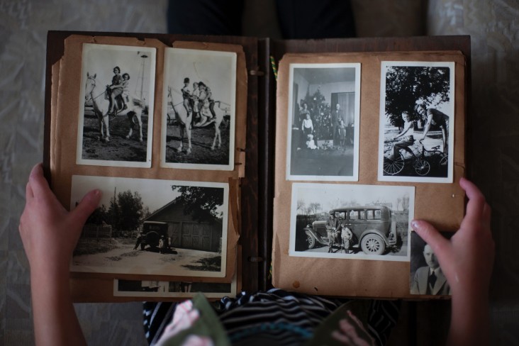 Old Photo Book with Black & White Photos